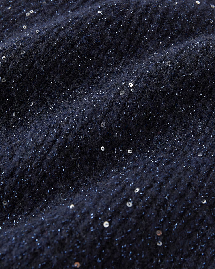 ラメ糸スパンコール・ニットビーニー 詳細画像 ミッドナイトブルー 2