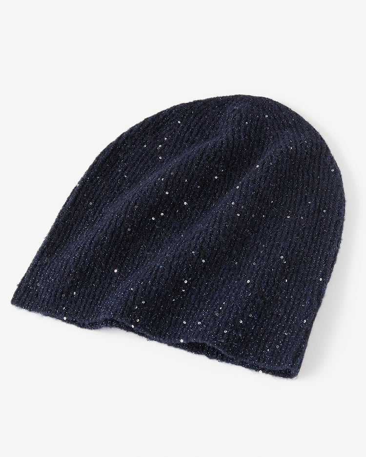 ラメ糸スパンコール・ニットビーニー 詳細画像 ミッドナイトブルー 5