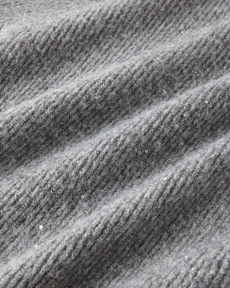 ラメ糸スパンコールニット・片畦クルーネック 詳細画像 グレー 5