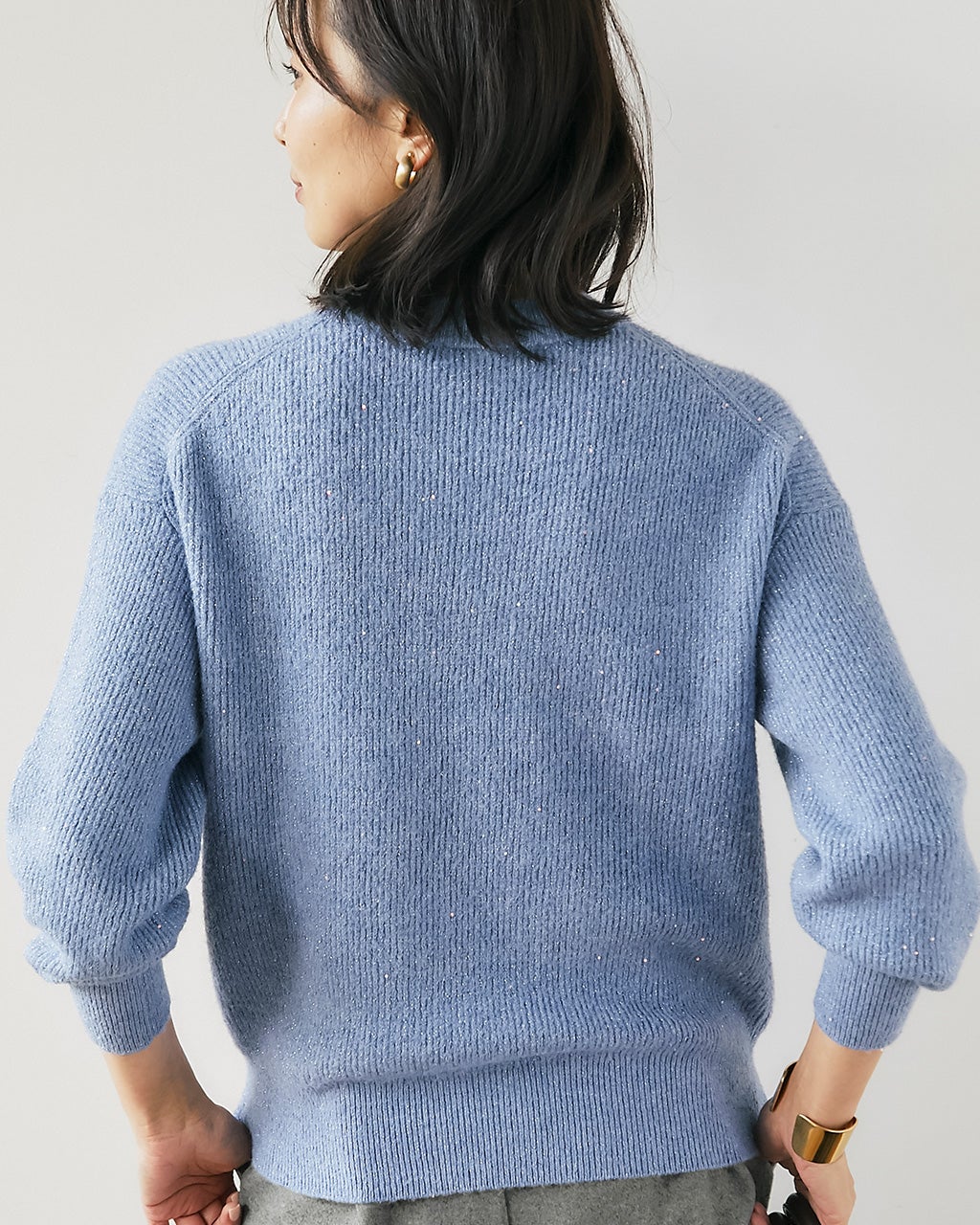 ブルネロクチネリ　水色シルバーラメ糸モヘアセーター Ｓサイズ BRUNELLO CUCINELLI - ブルネロクチネリ 水色シルバーラメ糸モヘア
