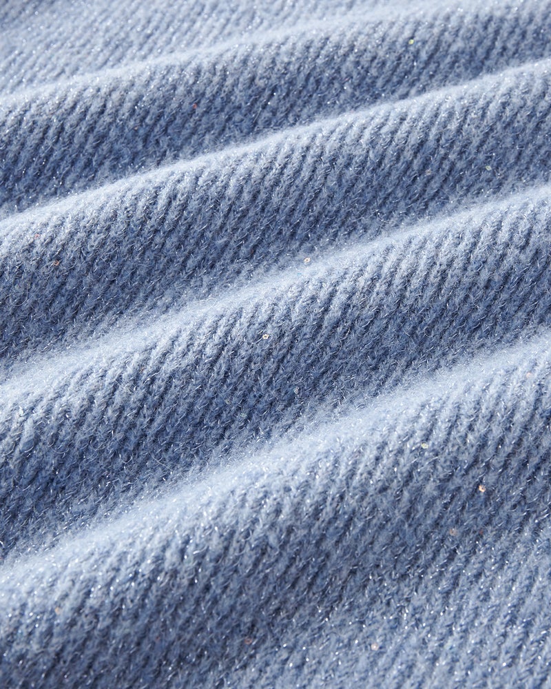 ラメ糸スパンコールニット・片畦クルーネック 詳細画像 サックス 3