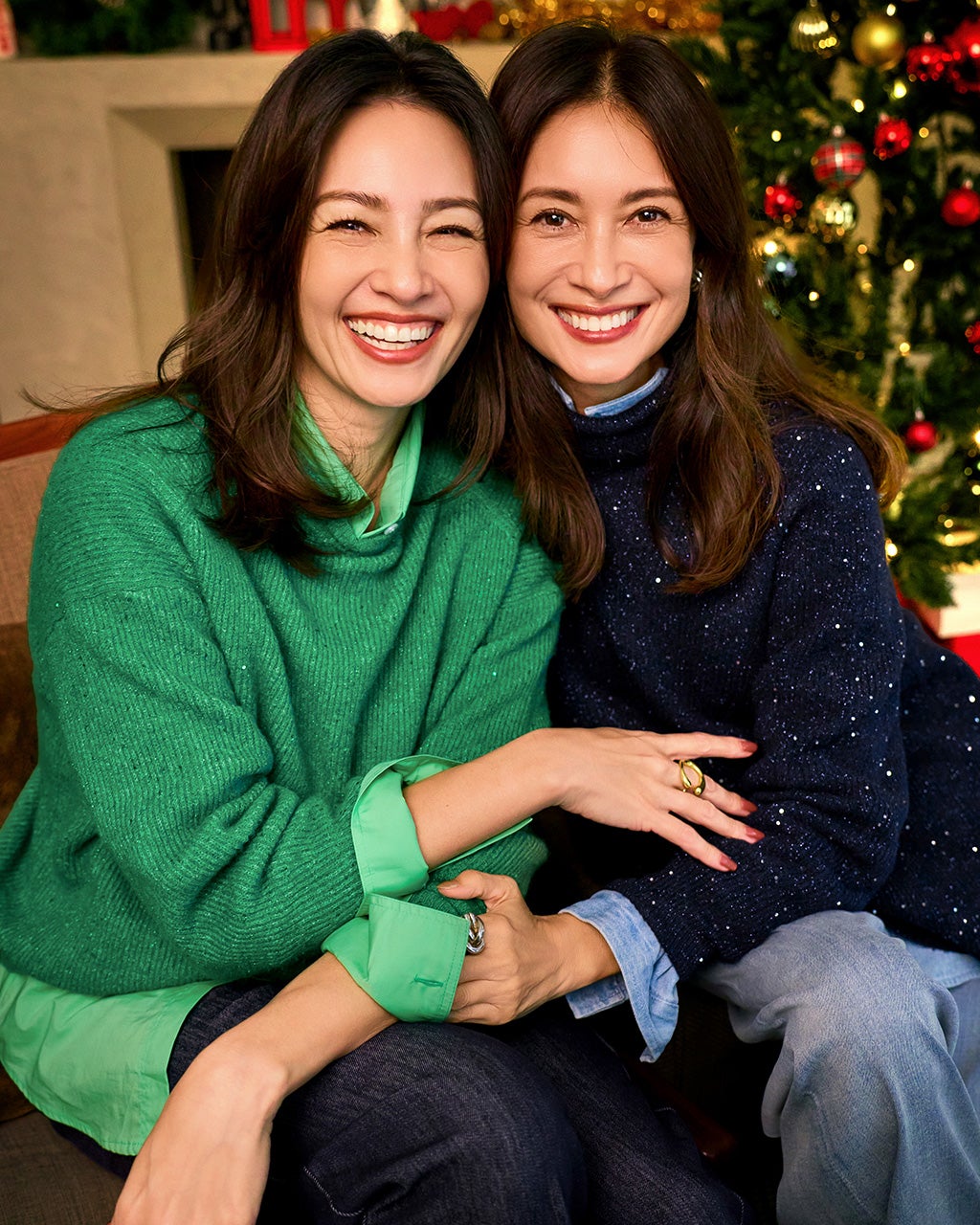 ラメ糸スパンコールニット・片畦クルーネック/40代50代からの