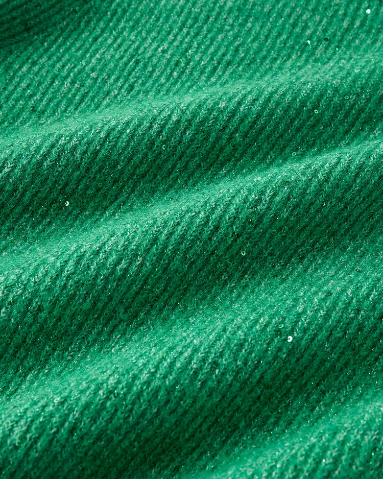 ラメ糸スパンコールニット・片畦クルーネック 詳細画像 グリーン 2