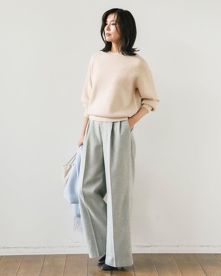 ラメ糸スパンコールニット・片畦クルーネック 詳細画像 シャンパン 4