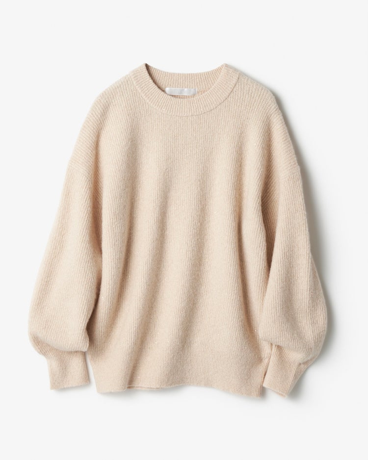 ラメ糸スパンコールニット・片畦クルーネック 詳細画像 シャンパン 9