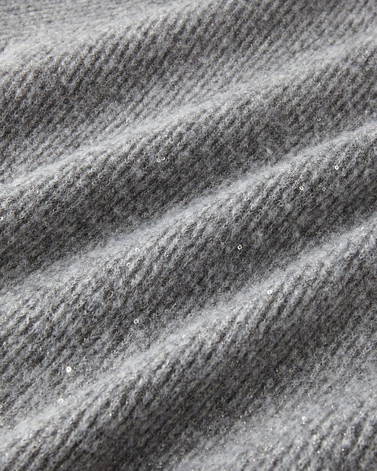 ラメ糸スパンコールニット・片畦タートルネック 詳細画像 グレー 4