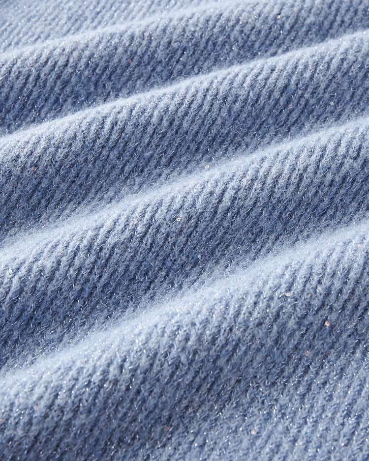 ラメ糸スパンコールニット・片畦タートルネック 詳細画像 サックス 2