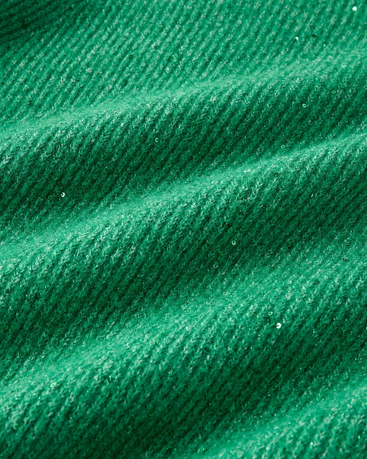 ラメ糸スパンコールニット・片畦タートルネック 詳細画像 グリーン 2
