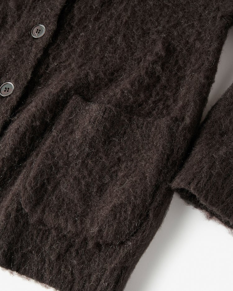 モヘア混シャギー・Vネックカーディガン 詳細画像 ダークブラウン 3