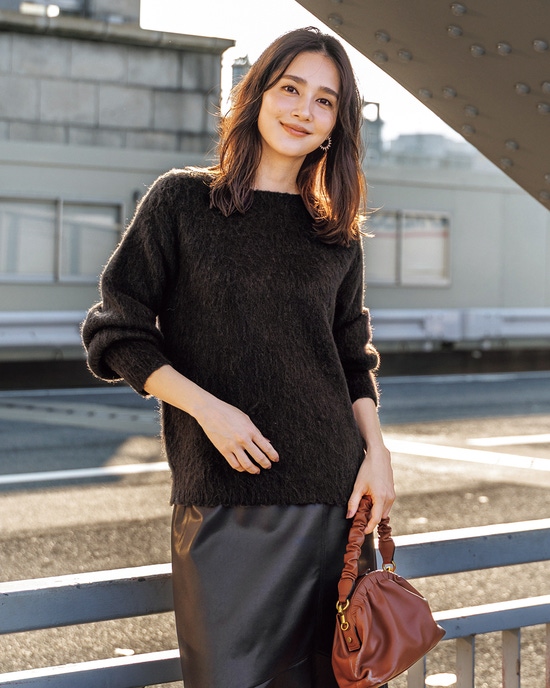 モヘア混シャギー・2WAYプルオーバーニット