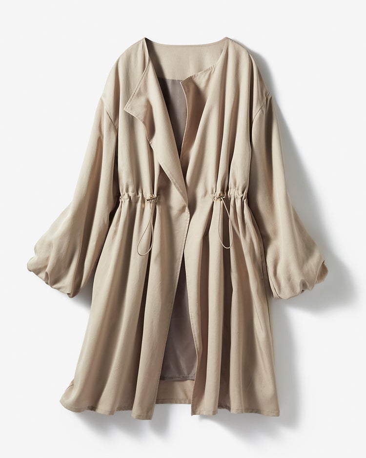 ノーカラー・ドロストギャザーコート 詳細画像 トープ 4