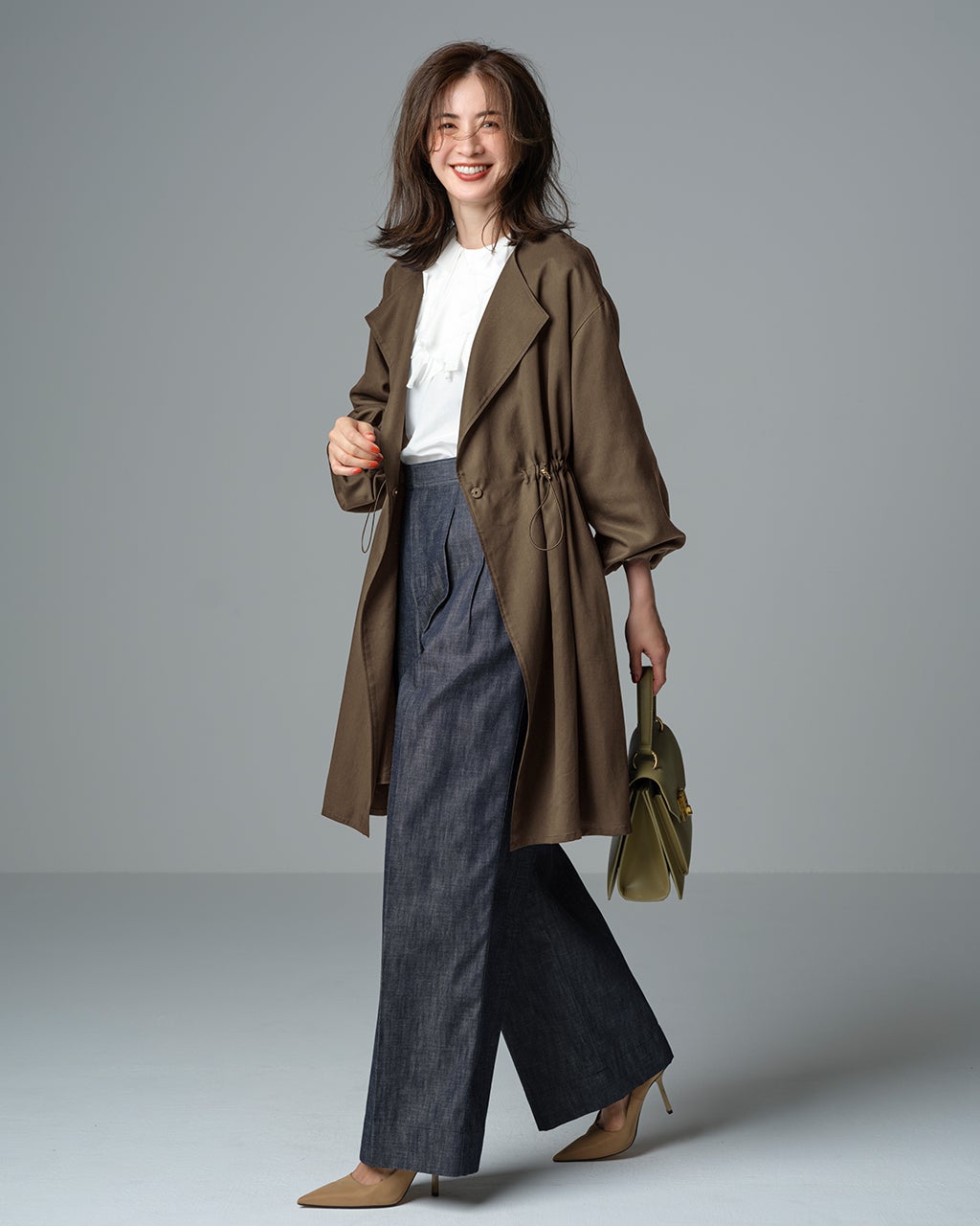 ノーカラー・ドロストギャザーコート/DoCLASSE