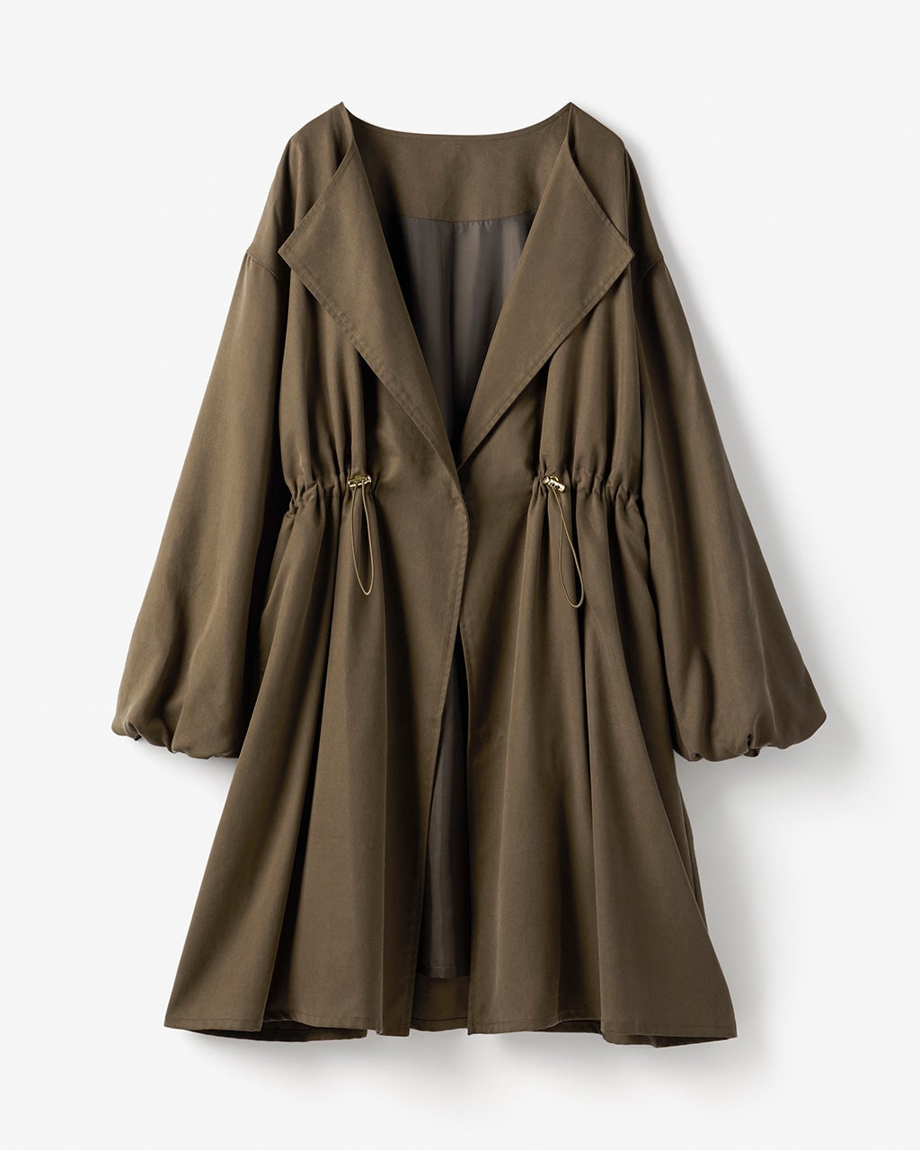 ノーカラー・ドロストギャザーコート/40代50代からのレディース