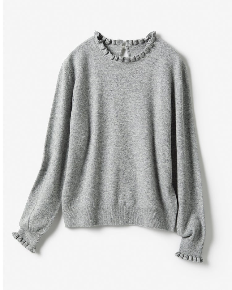 ウール混ニット・プチフリルセーター 詳細画像 ライトグレー 7