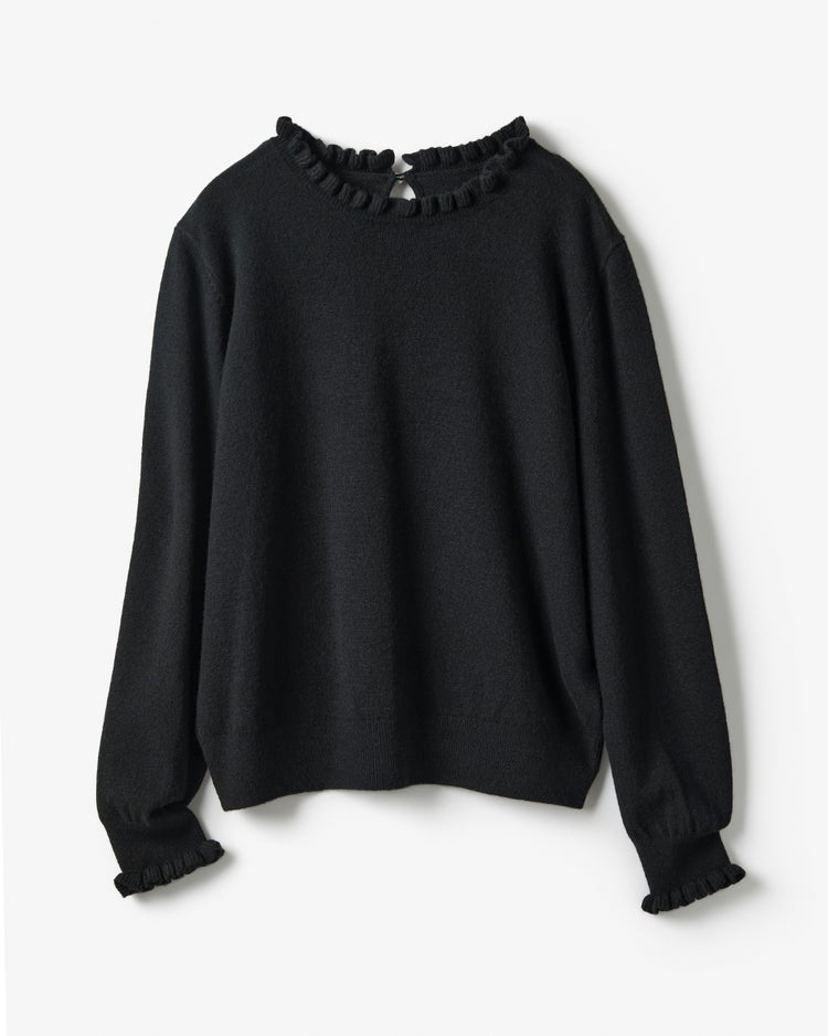 ウール混ニット・プチフリルセーター 詳細画像 ブラック 6