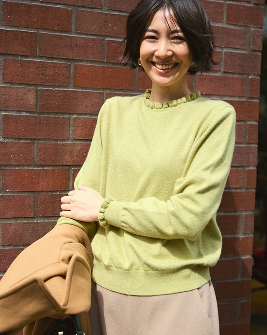 ウール混ニット・プチフリルセーター