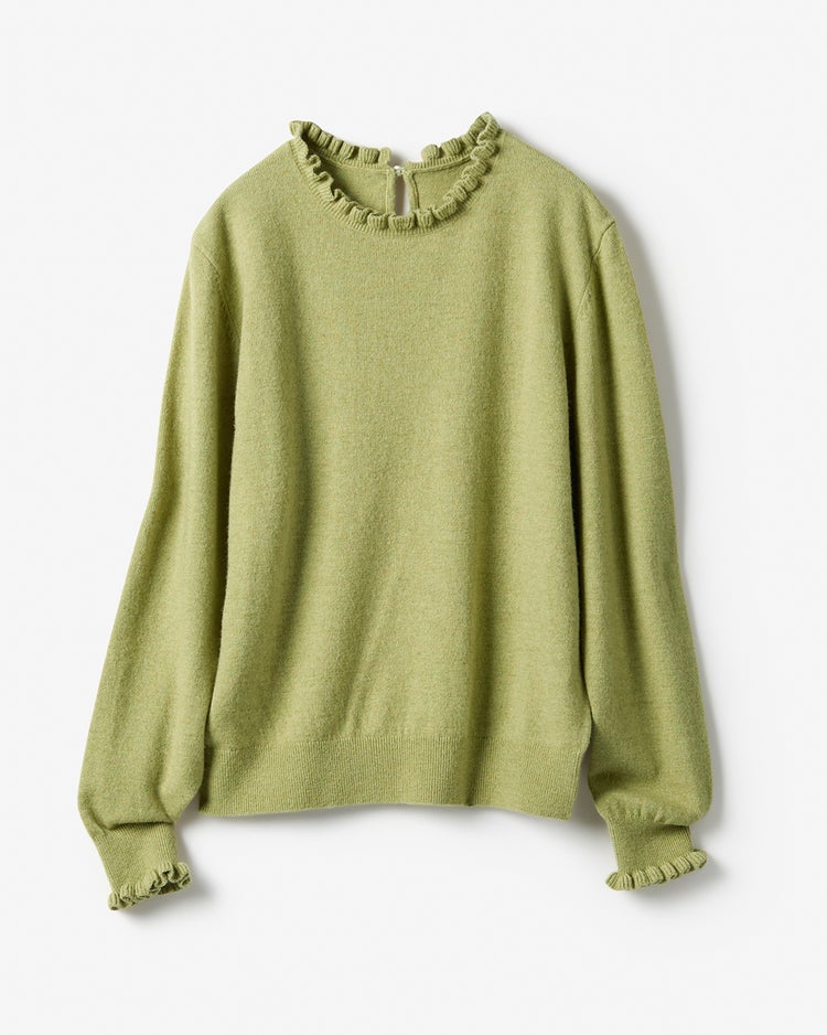 ウール混ニット・プチフリルセーター 詳細画像 ピスタチオ 8