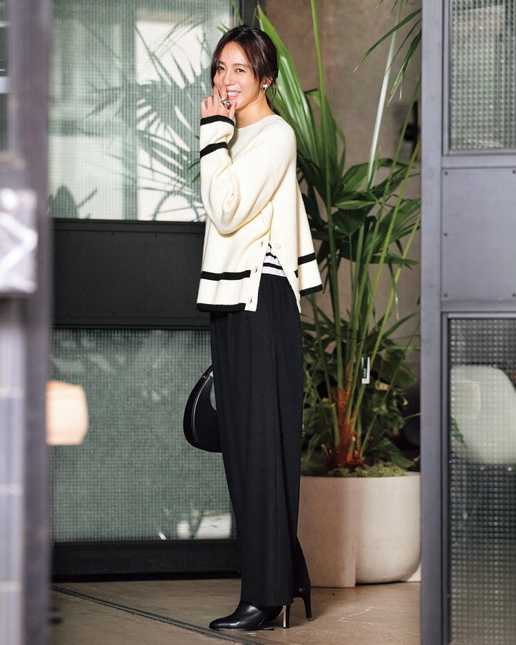 片畦編み・裾ボタンライン使いセーター 詳細画像 オフホワイト 1