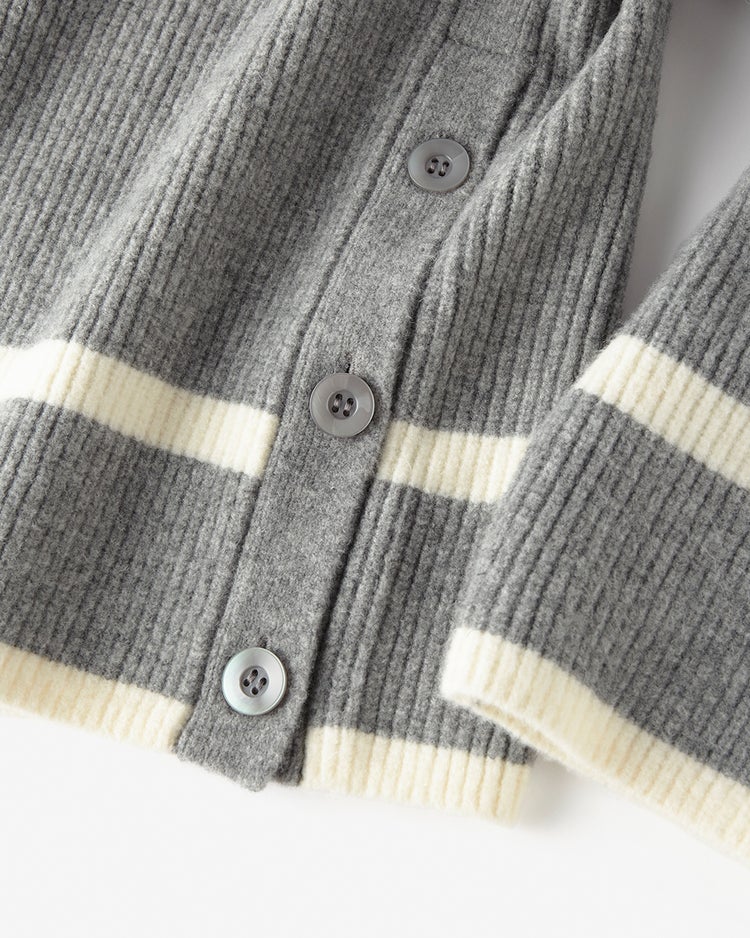 片畦編み・裾ボタンライン使いセーター 詳細画像 グレー 4