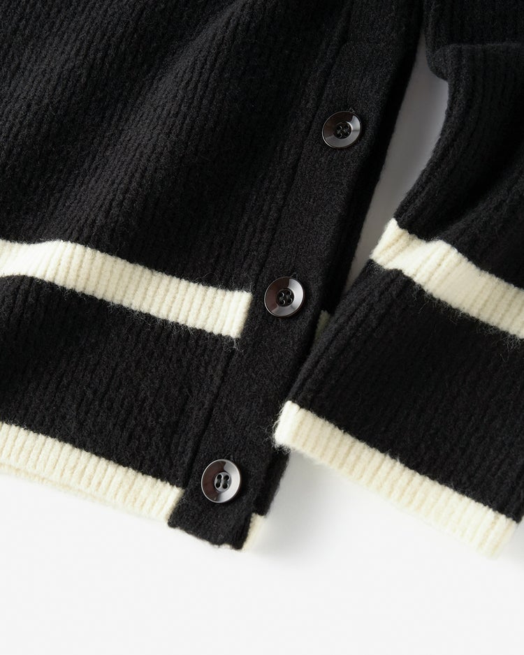 片畦編み・裾ボタンライン使いセーター 詳細画像 ブラック 2