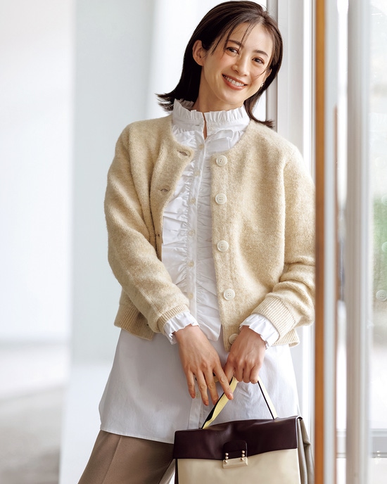 パイルニット・アルパカ混カーディガン