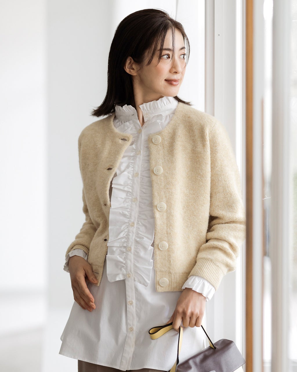 パイルニット・アルパカ混カーディガン/DoCLASSE