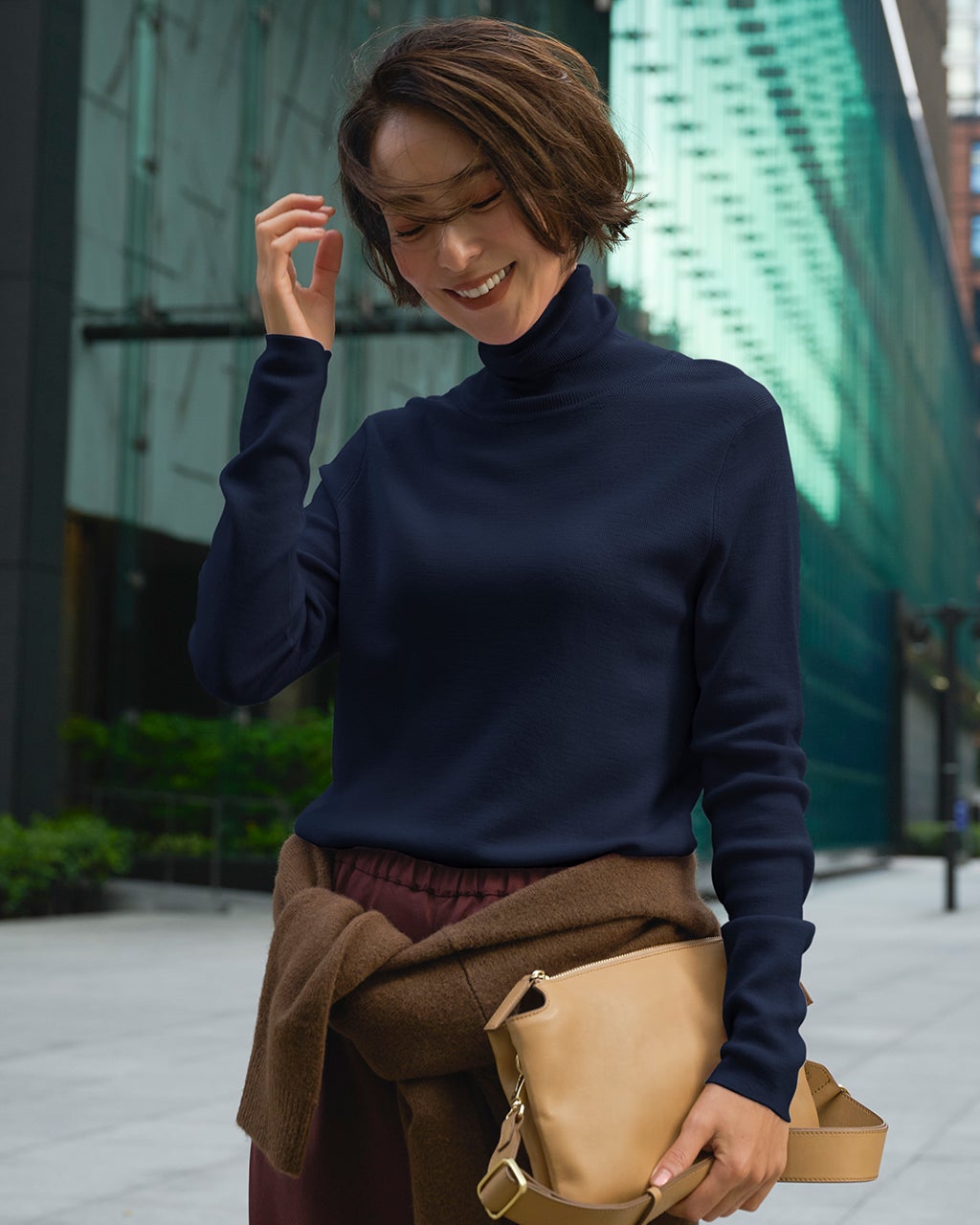 レディース タートルネック・ハイネック（ネイビー）一覧/40代50代から