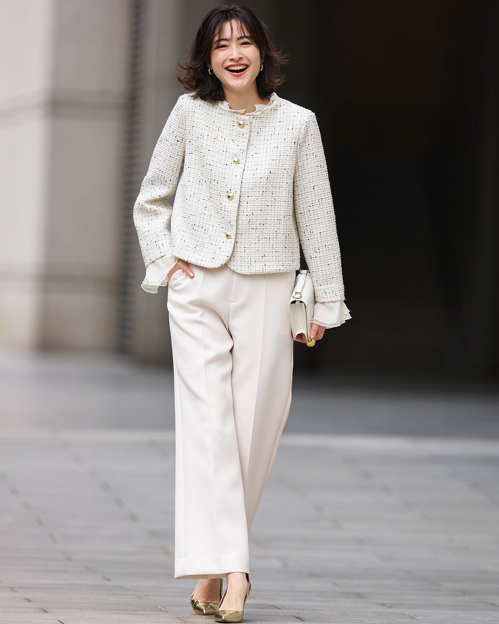 ツイーディジャカード・異素材コンビジャケット/DoCLASSE