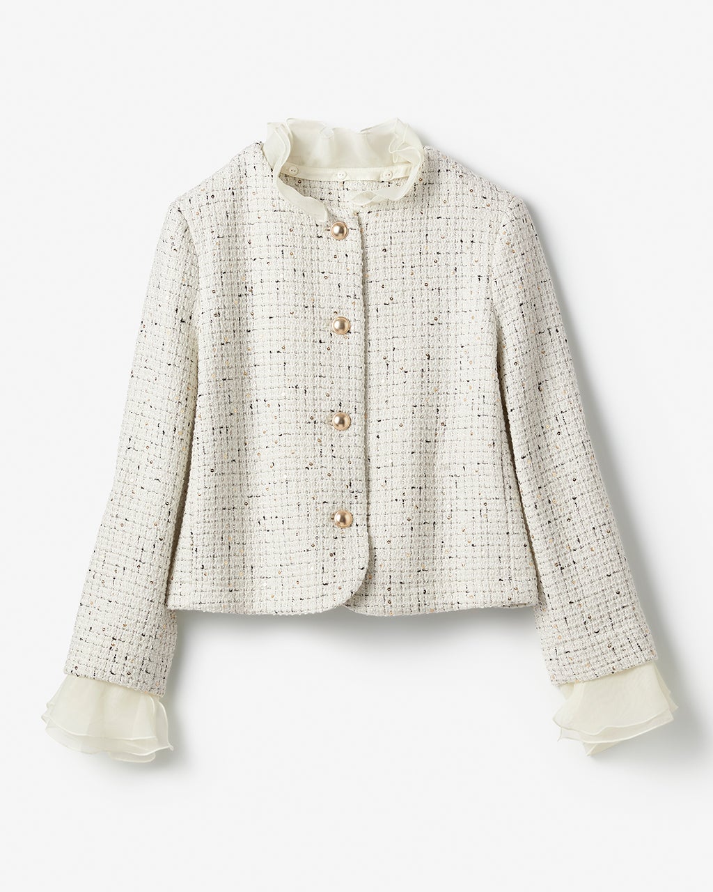 ドゥクラッセ トリミングデザイン　ツイードジャケット ミックスツイード・トリミングジャケット/DoCLASSE