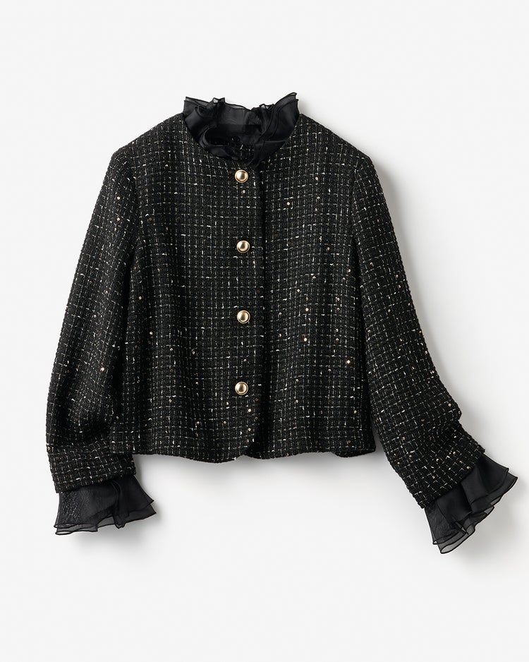 ツイーディジャカード・異素材コンビジャケット 詳細画像 ブラック 7