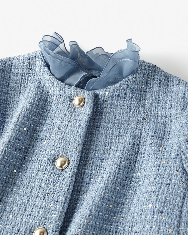 ツイーディジャカード・異素材コンビジャケット 詳細画像 ブルー 2