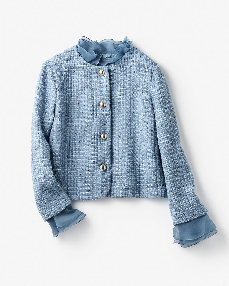 ツイーディジャカード・異素材コンビジャケット 詳細画像 ブルー 9