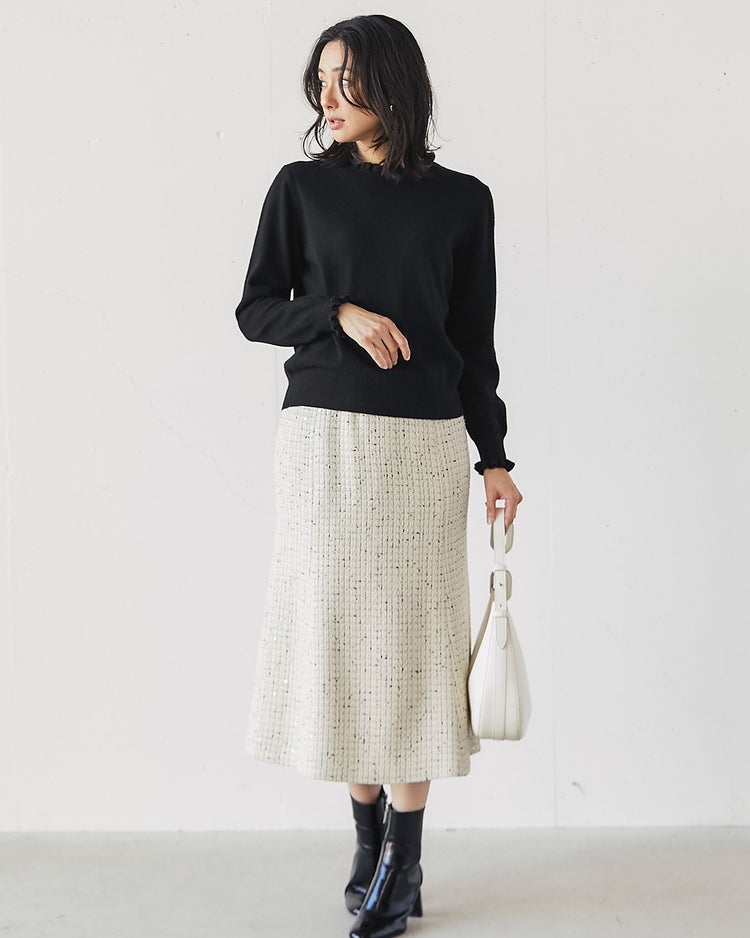 ツイーディジャカード・ミディスカート 詳細画像 オフホワイト 4