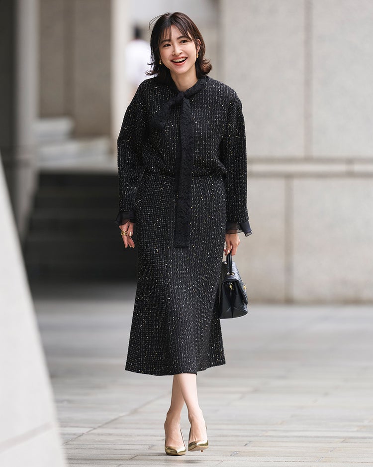 ツイーディジャカード・ミディスカート 詳細画像 ブラック 1