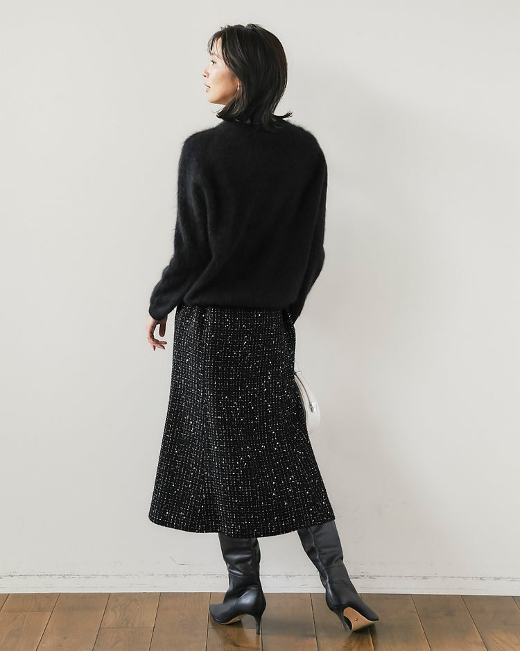 ツイーディジャカード・ミディスカート 詳細画像 ブラック 4