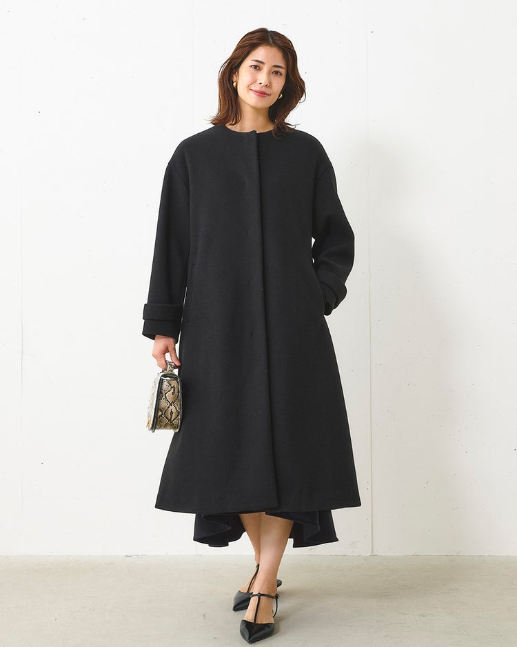 ウールライクニードル・ロングコート 詳細画像 ブラック 5