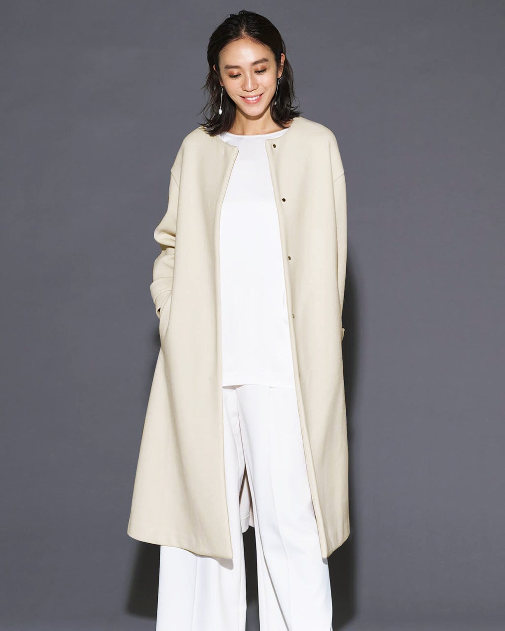 ウールライクニードル・ロングコート/40代50代からのレディース