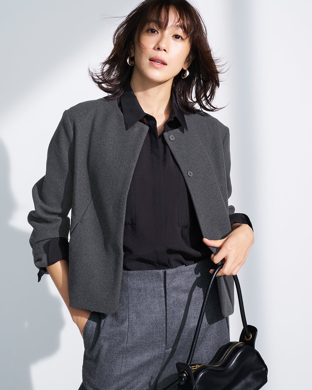 ウールライクニードル・2WAYフリルジャケット/40代50代からの