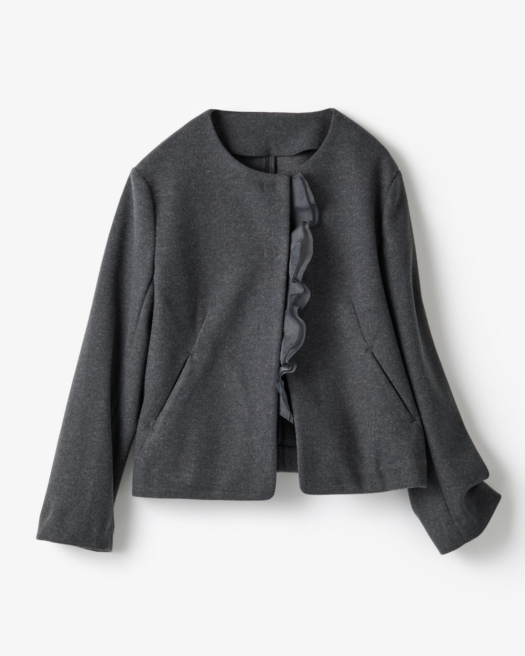 ウールライクニードル・2WAYフリルジャケット/40代50代からの