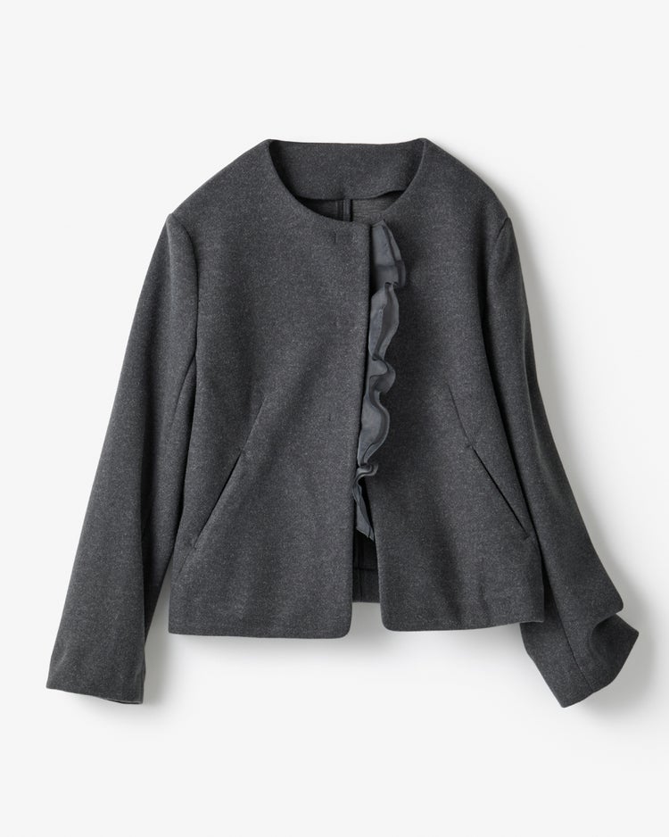 ウールライクニードル・２WAYフリルジャケット 詳細画像 グレー 9