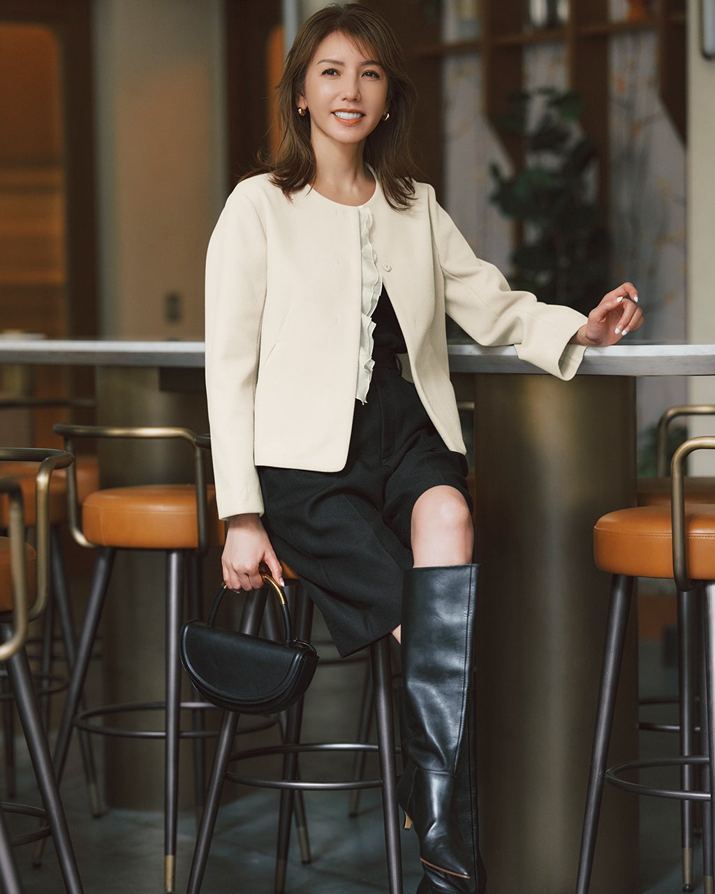 レディース ジャケット・羽織り・ジレ（ノーカラー）（ベージュ