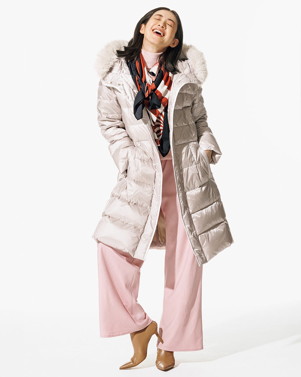 艶Airダウン・エコファーフードロングコート/40代50代からのレディース