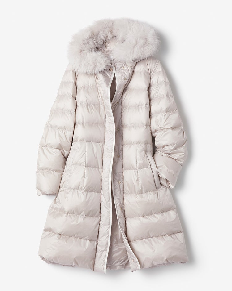 艶Airダウン・エコファーフードロングコート 詳細画像 ストーン 5