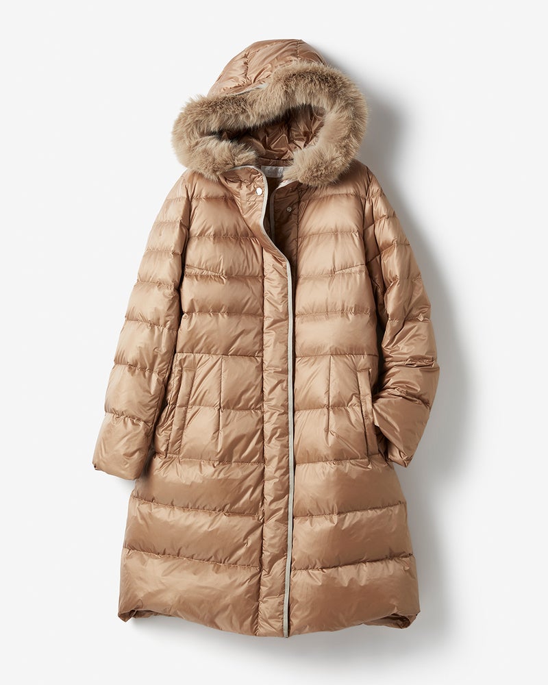 艶Airダウン・エコファーフードロングコート 詳細画像 キャメル 6