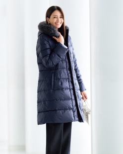 艶Airダウン・エコファーフードロングコート