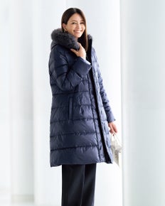 艶Airダウン・エコファーフードロングコート