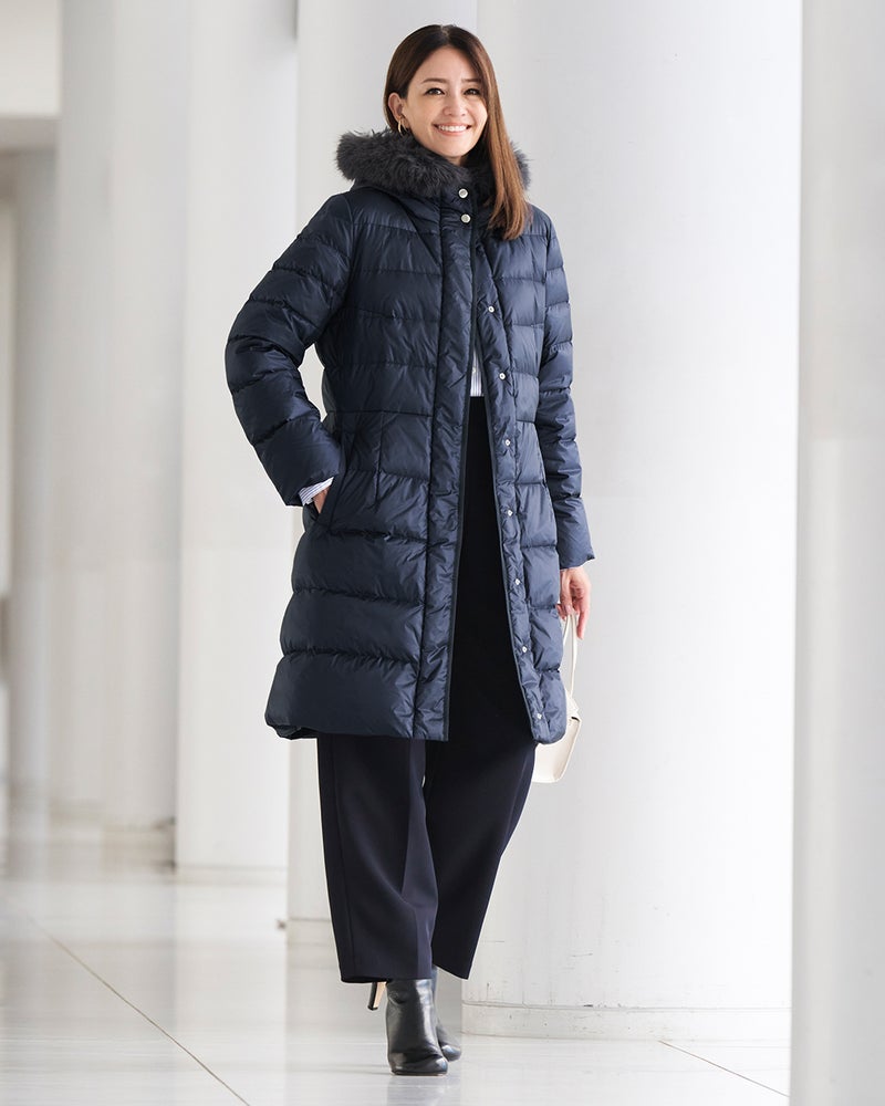 艶Airダウン・エコファーフードロングコート 詳細画像 ミッドナイトブルー 2