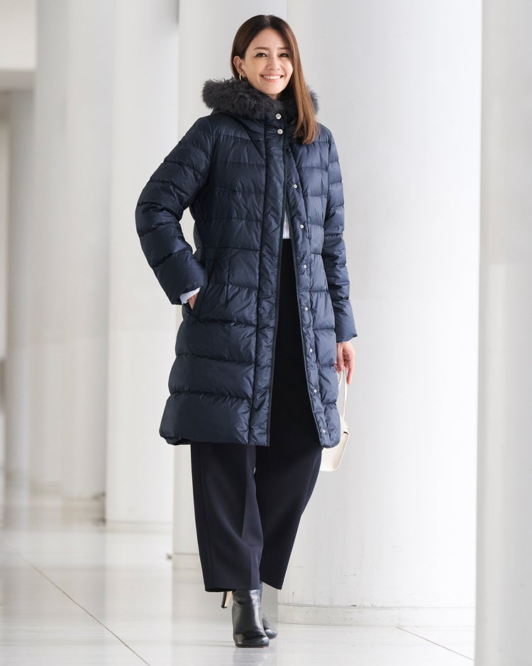 艶Airダウン・エコファーフードロングコート 詳細画像 ミッドナイトブルー 2