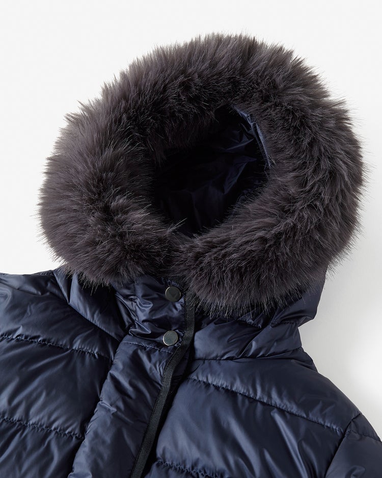 艶Airダウン・エコファーフードロングコート 詳細画像 ミッドナイトブルー 3