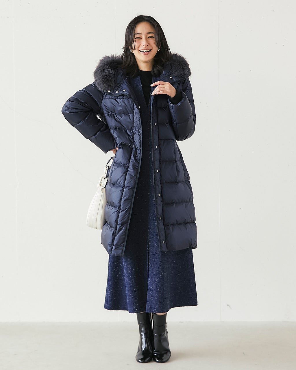 艶Airダウン・エコファーフードロングコート/DoCLASSE